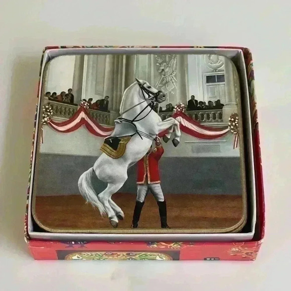 Hofreitschule wien 6 Equestrian Quadrille Coasters make in Austria Vinta… - Picture 8 of 11